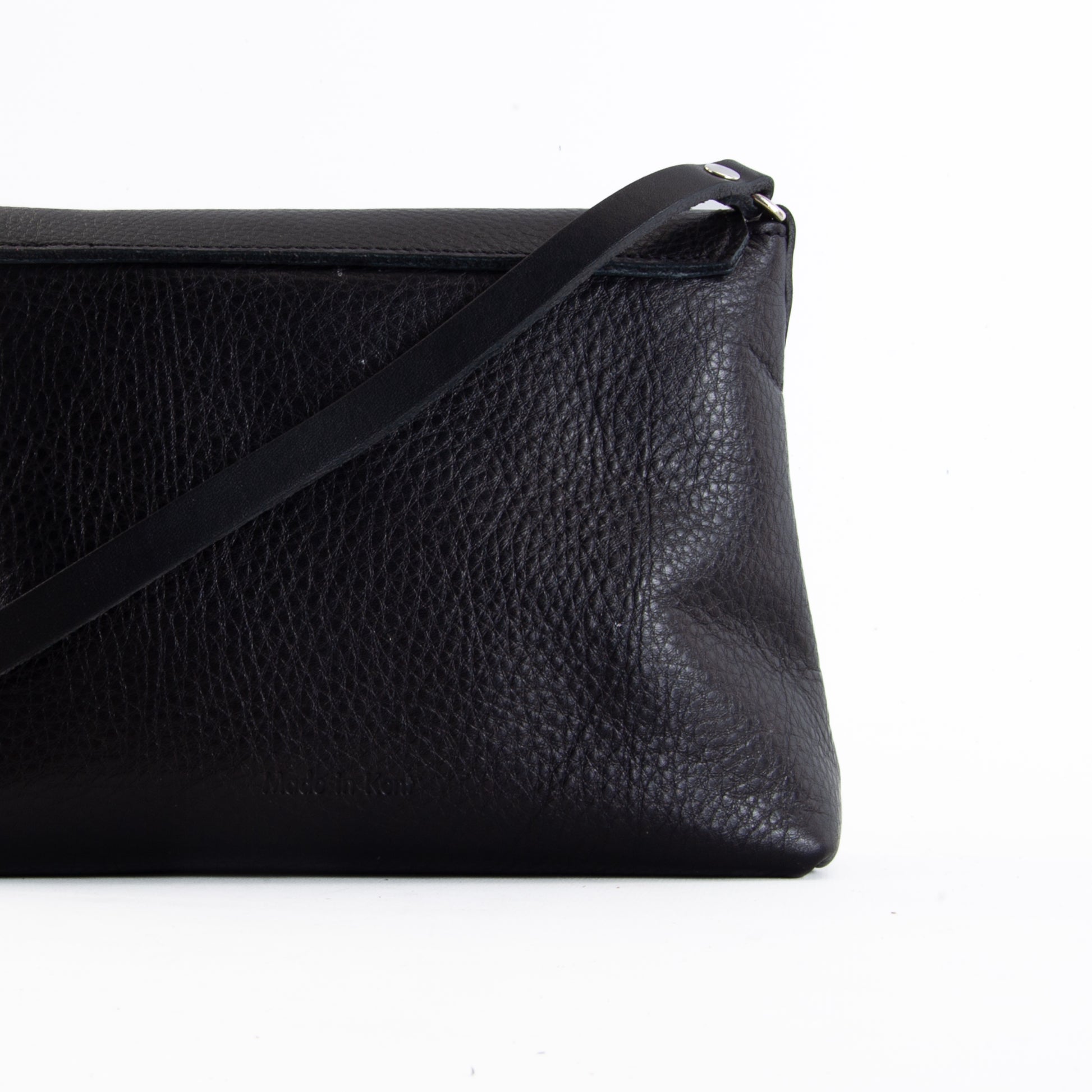 Soft Black Leather Flap Over Bag image 5