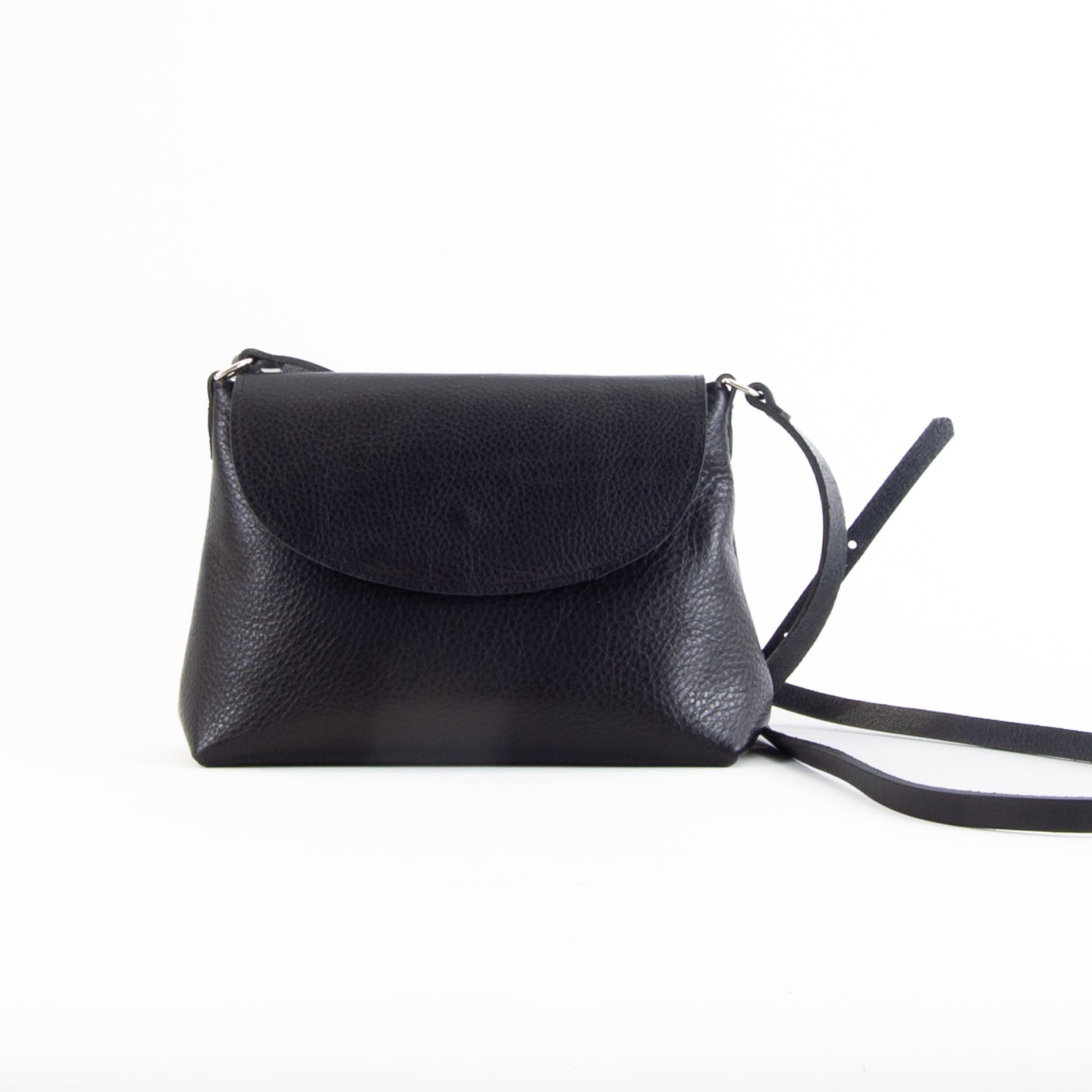 Soft Black Leather Flap Over Bag image 0