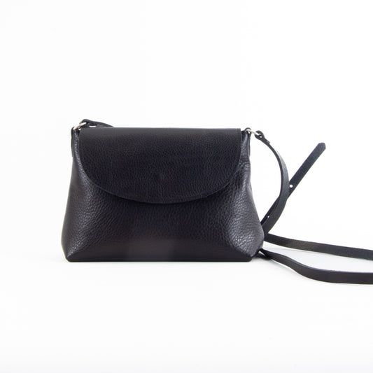 Soft Black Leather Flap Over Bag image 0