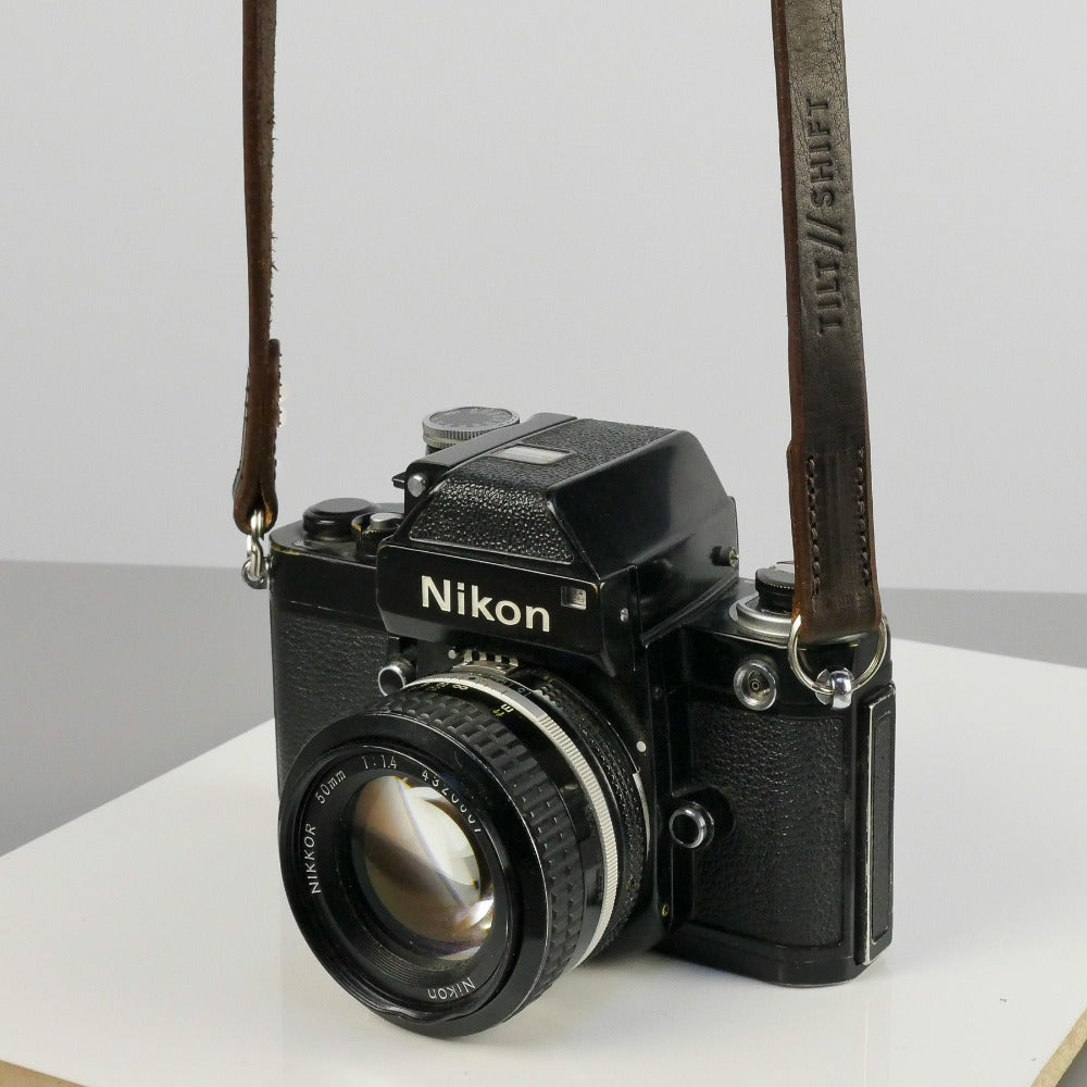 Slim Brown Leather Camera Strap - Messel Stitched image 2