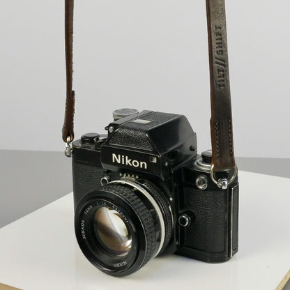 Slim Brown Leather Camera Strap - Messel Stitched image 2