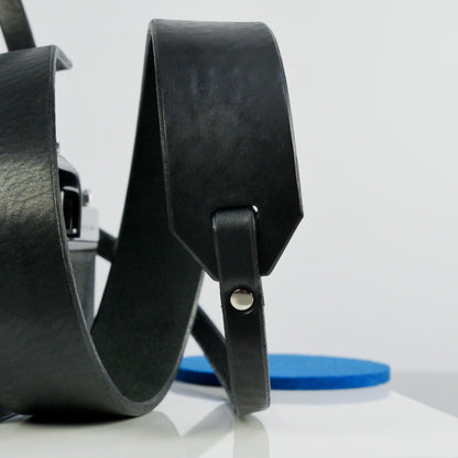 Wide Black Leather Camera Strap - Yosemite Rivet image 2