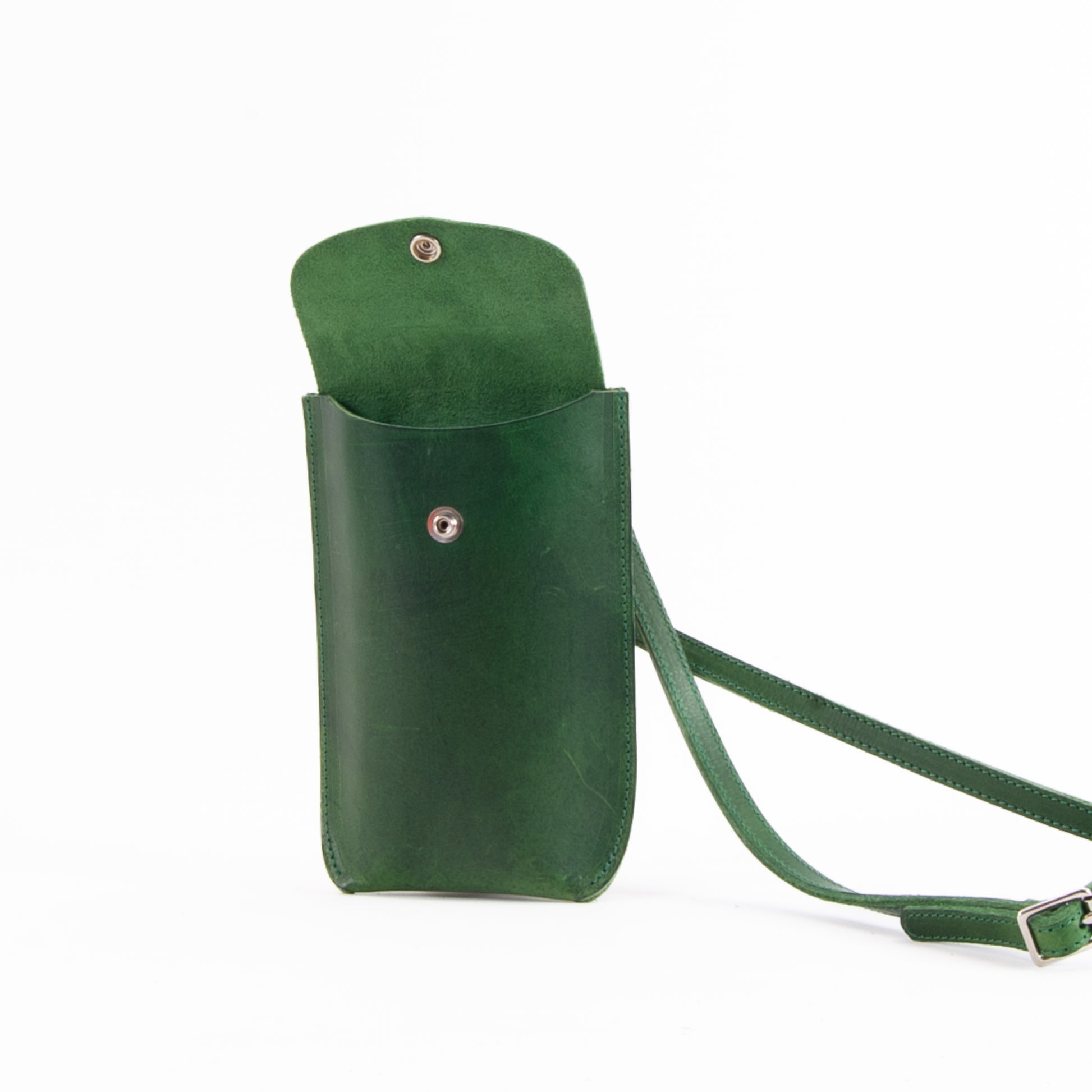 Green Leather Phone Pouch image 3