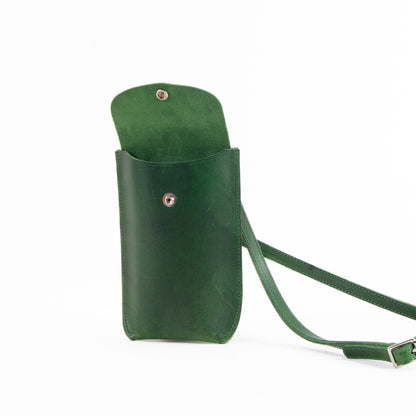 Green Leather Phone Pouch image 3