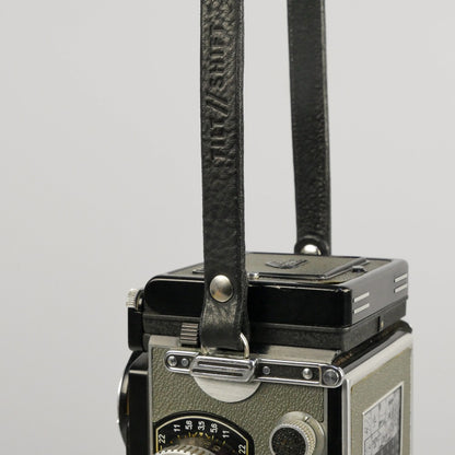 Slim Black Leather Camera Strap - Messel Rivet image 1