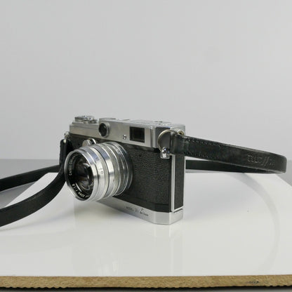 Slim Black Leather Camera Strap - Messel Stitched image 1