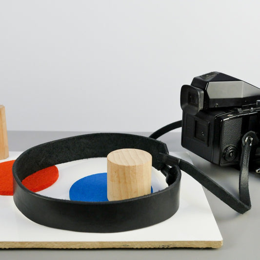 Wide Black Leather Camera Strap - Yosemite Stitched image 0