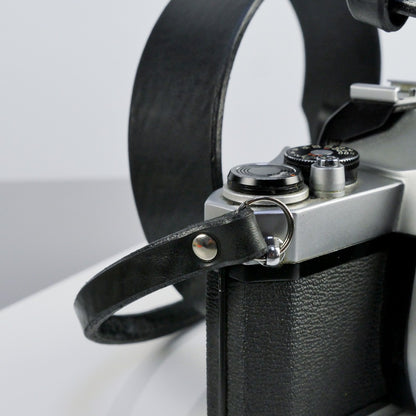 Wide Black Leather Camera Strap - Yosemite Rivet image 1