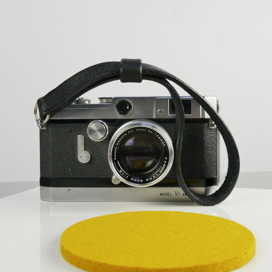 Black Leather Camera Wrist Strap - Lulworth Stitched image 0