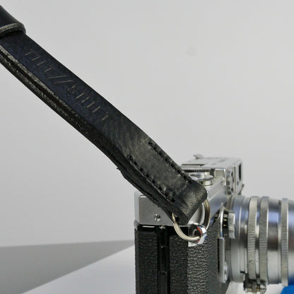Black Leather Camera Wrist Strap - Lulworth Stitched image 3