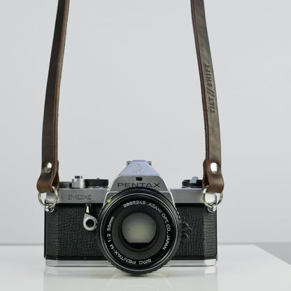 Slim Brown Leather Camera Strap - Messel Rivet image 0