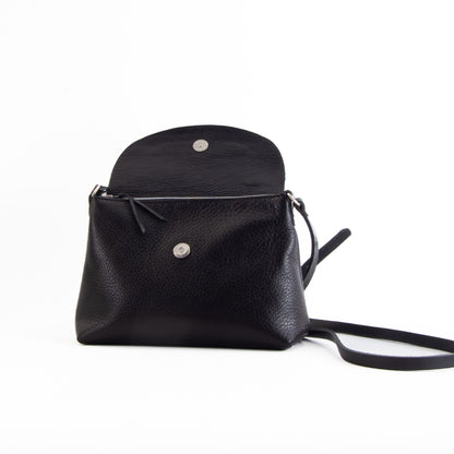 Soft Black Leather Flap Over Bag image 3