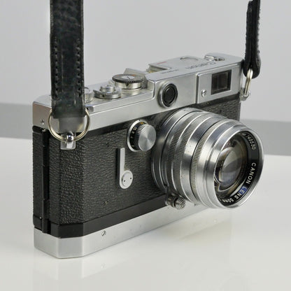 Slim Black Leather Camera Strap - Messel Stitched image 3