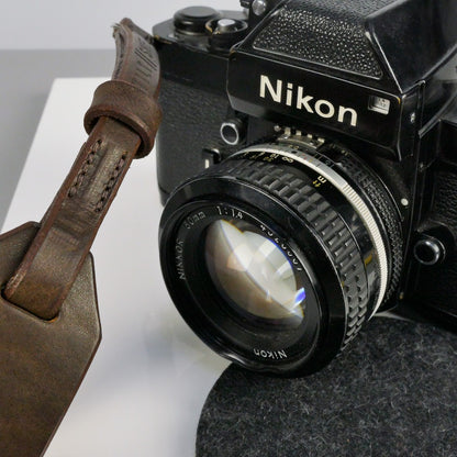 Brown Leather Wide Camera Wrist Strap - Scandola Stitched image 3