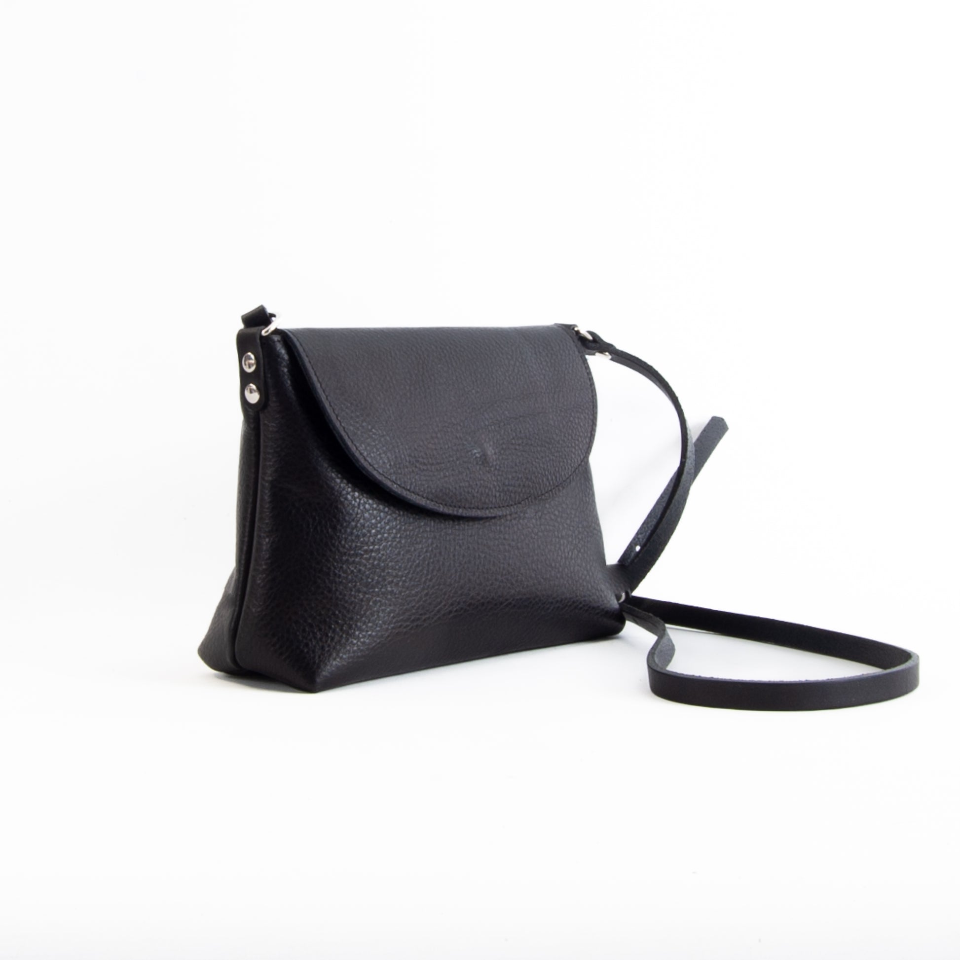 Soft Black Leather Flap Over Bag image 1