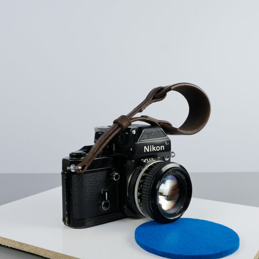 Brown Leather Wide Camera Wrist Strap - Scandola Stitched image 0