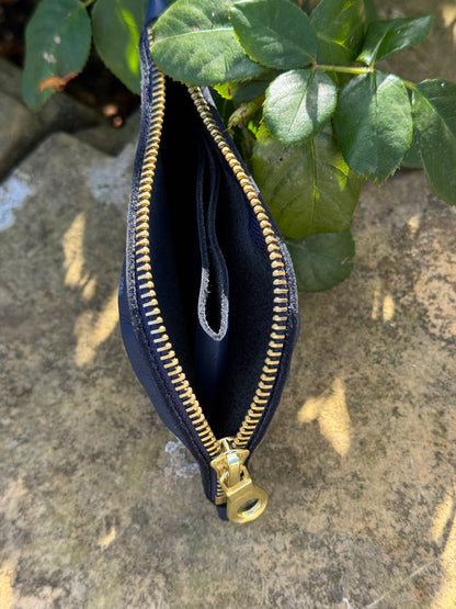 Soft Blue Curve Leather Purse