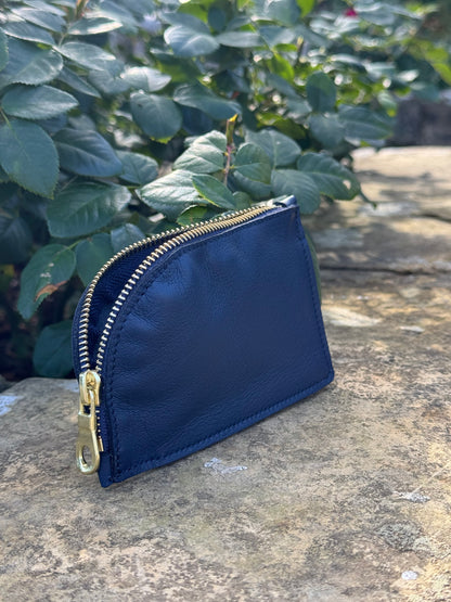 Soft Blue Curve Leather Purse