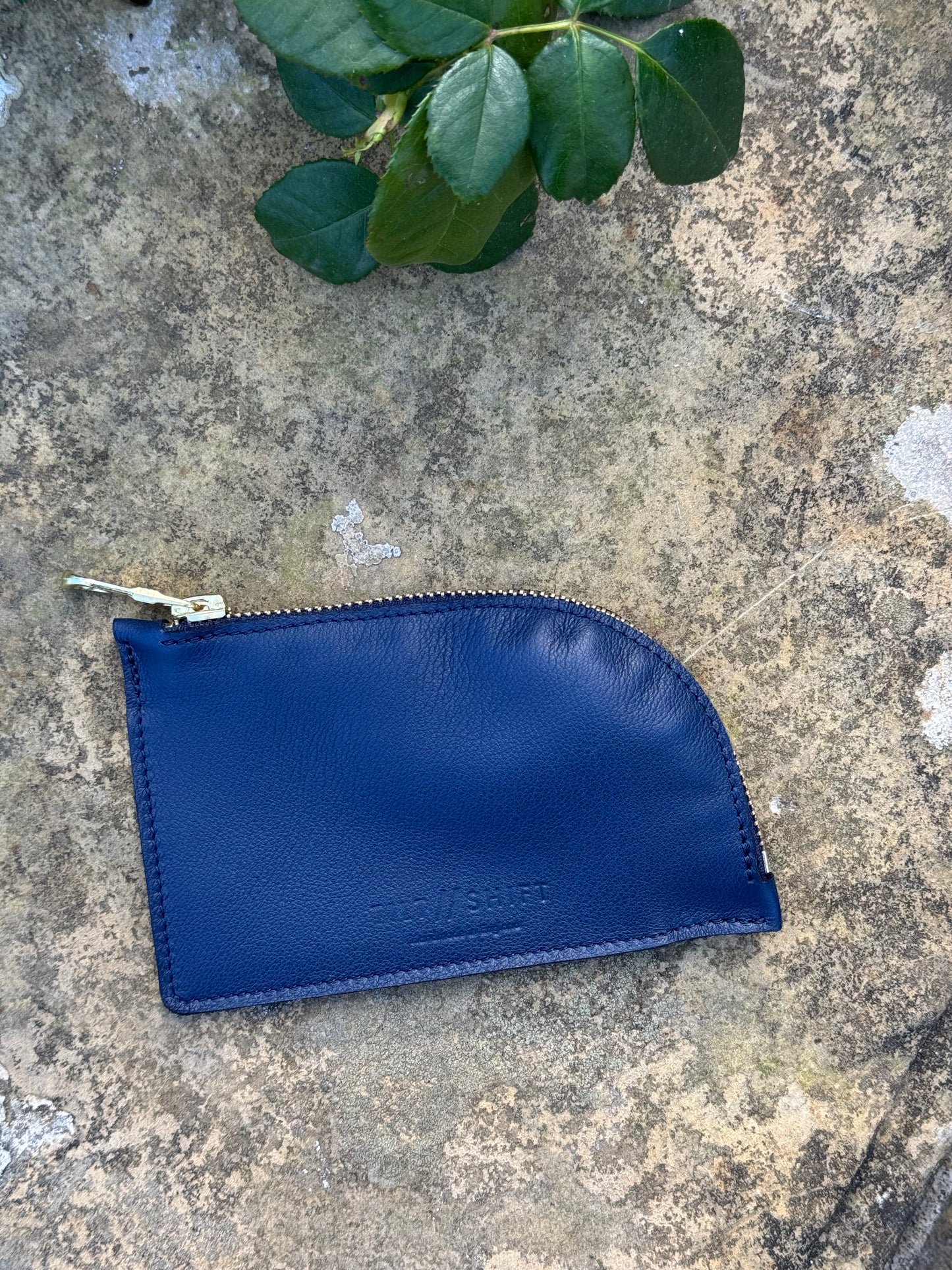 Soft Blue Curve Leather Purse