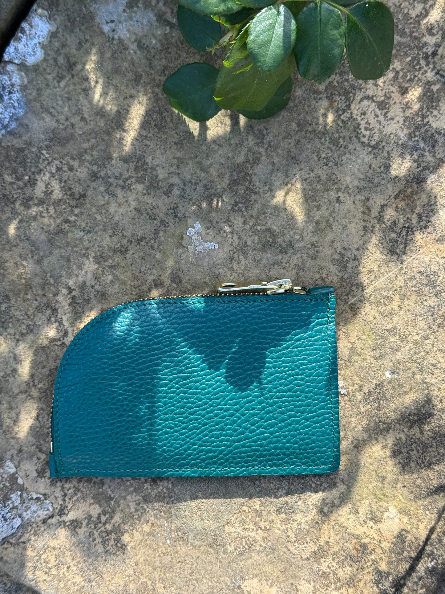 Teal Curve Leather Purse