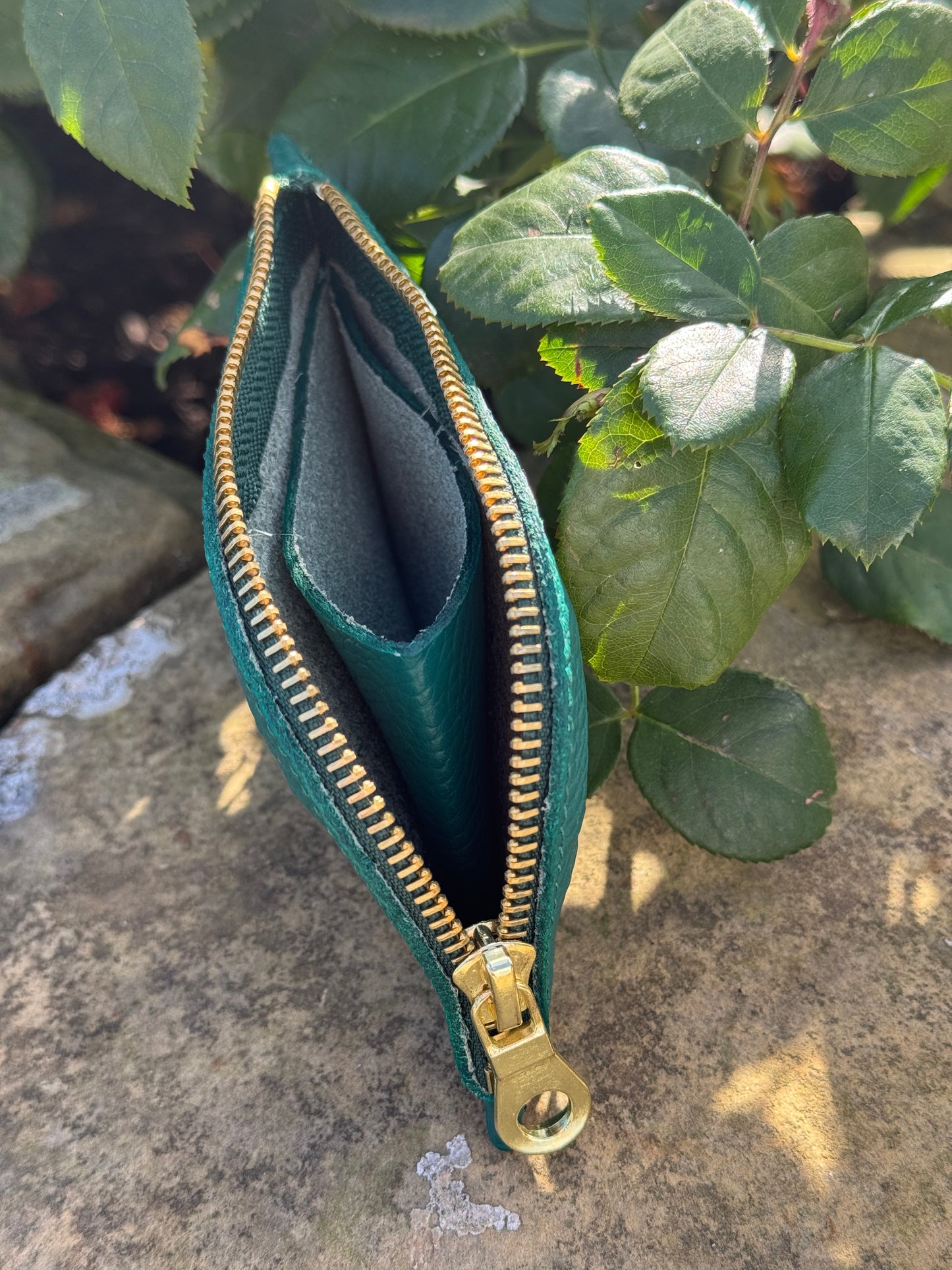Teal Curve Leather Purse