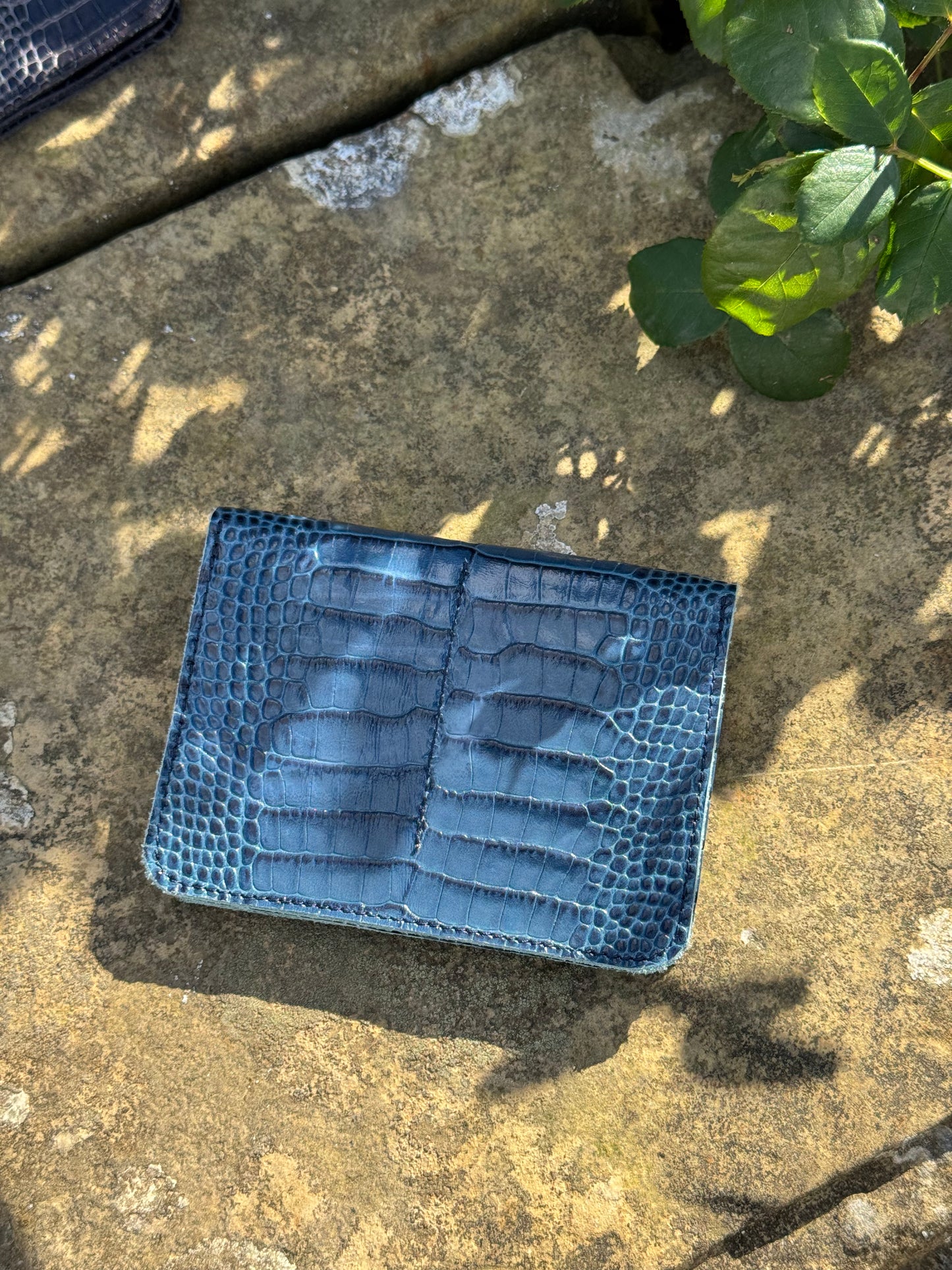 Blue Croc Concertina Leather Purse