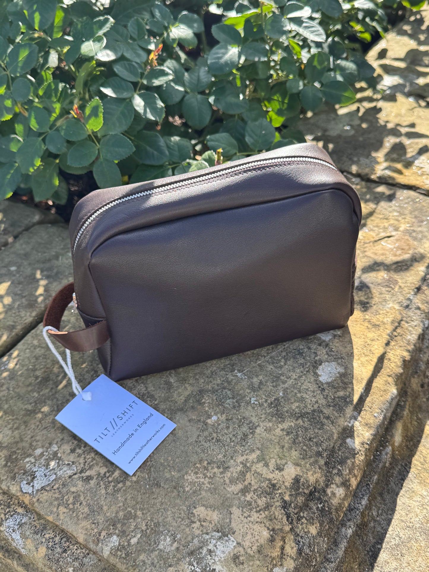 Brown Leather Wash Bag