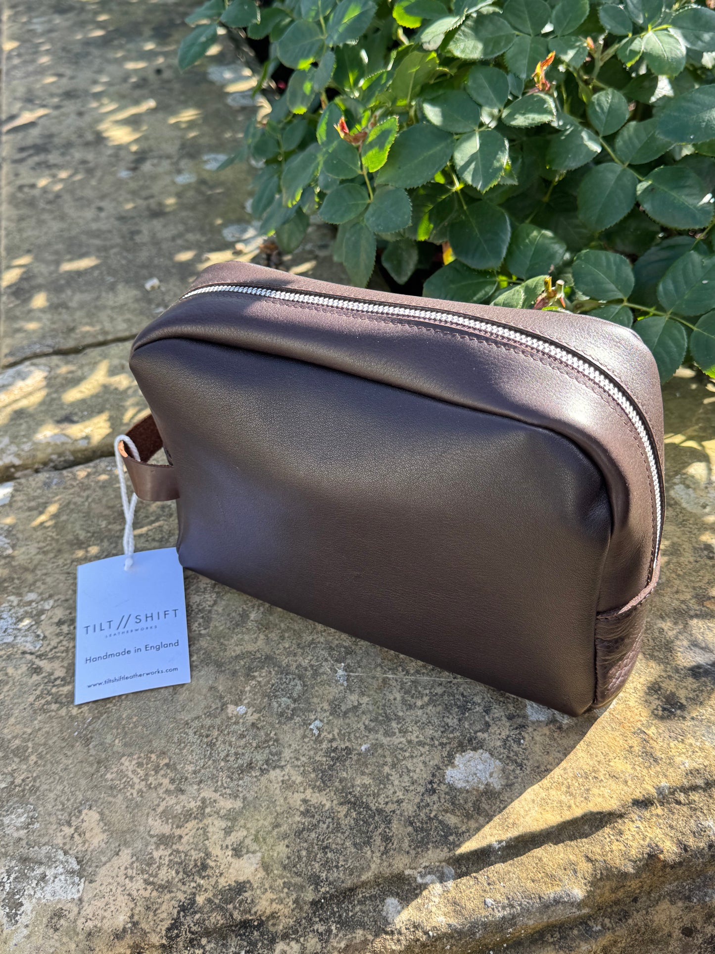 Brown Leather Wash Bag