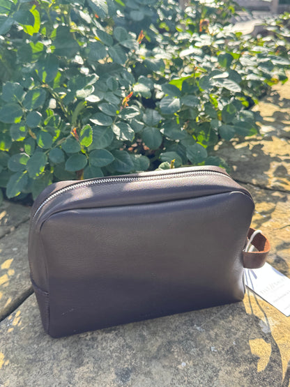 Brown Leather Wash Bag
