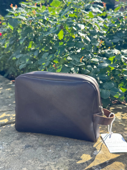 Brown Leather Wash Bag