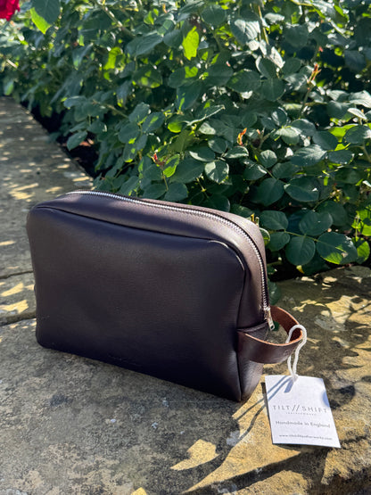 Brown Leather Wash Bag