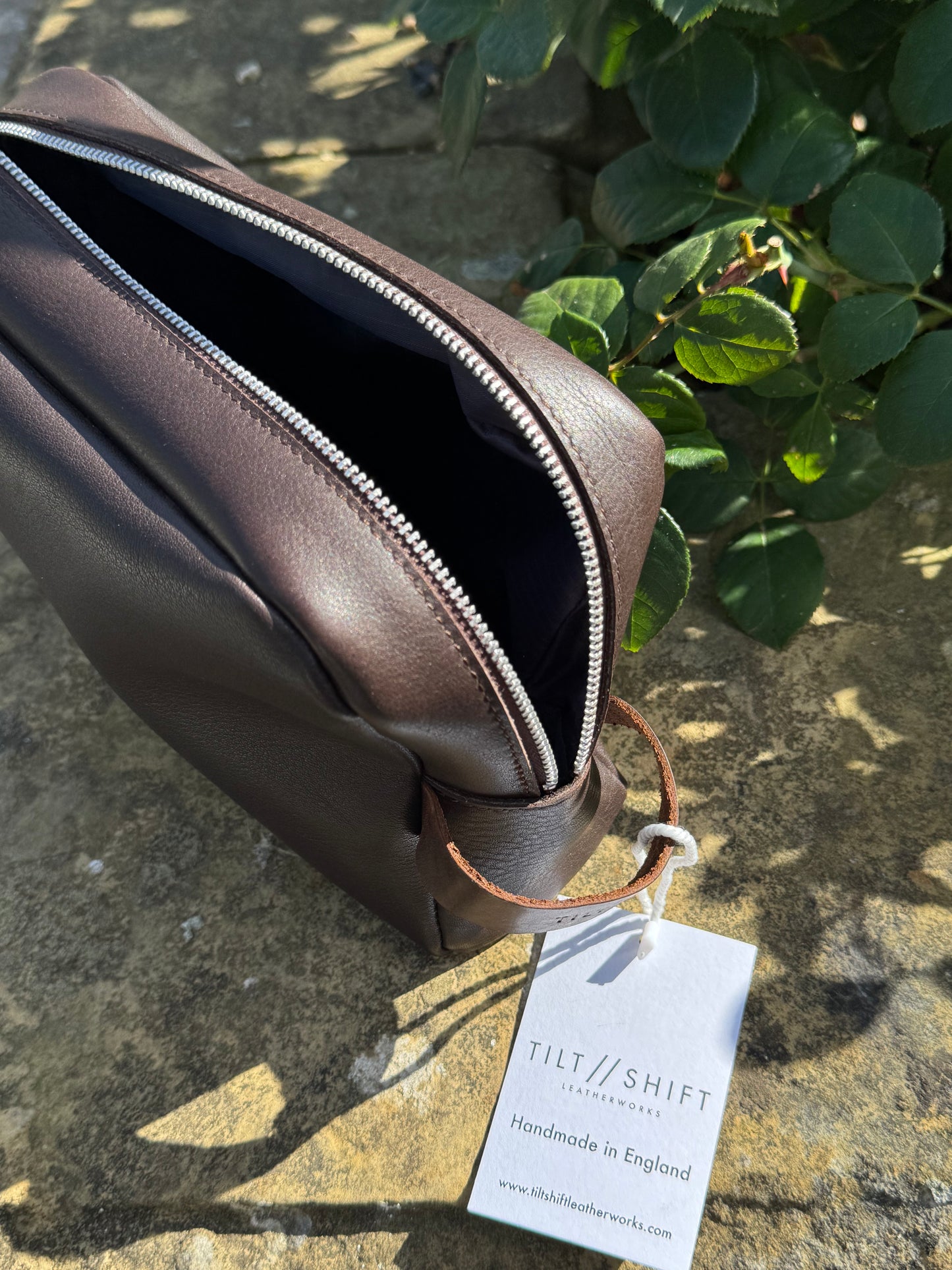 Brown Leather Wash Bag