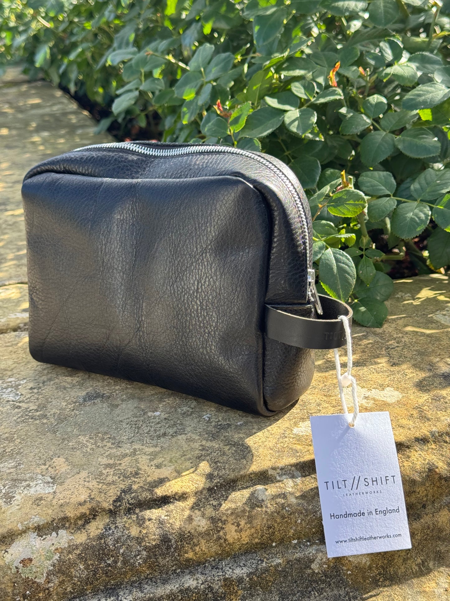 Black Leather Wash Bag