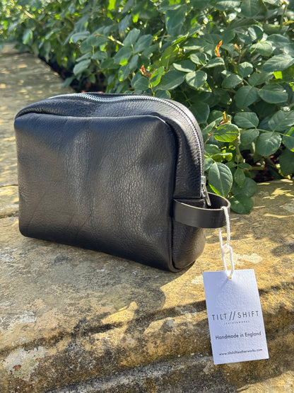 Black Leather Wash Bag