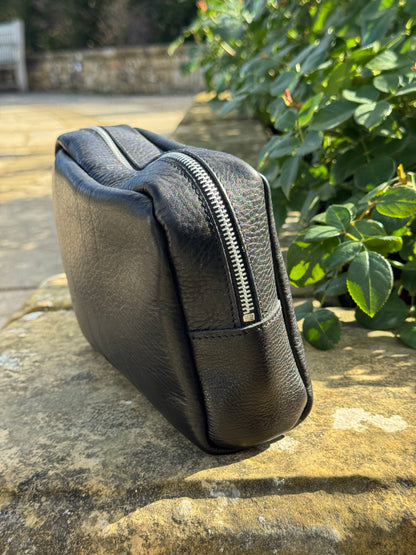 Black Leather Wash Bag