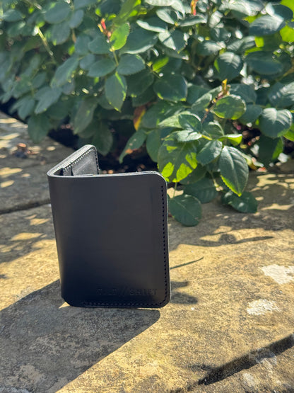 Smooth Black Cards + Notes Leather Wallet
