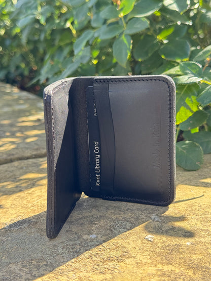 Smooth Black Cards + Notes Leather Wallet