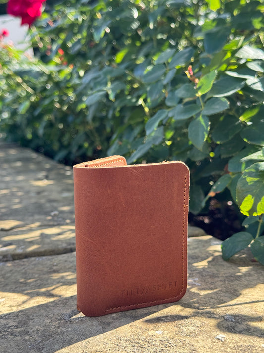 Vintage Tan Cards + Notes Leather Wallet