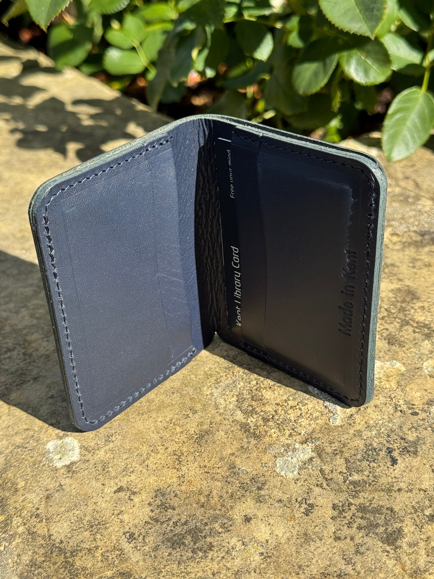 Smooth Navy Cards + Notes Leather Wallet