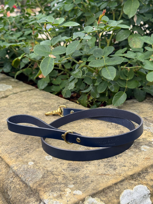 Leather Dog Lead - Navy