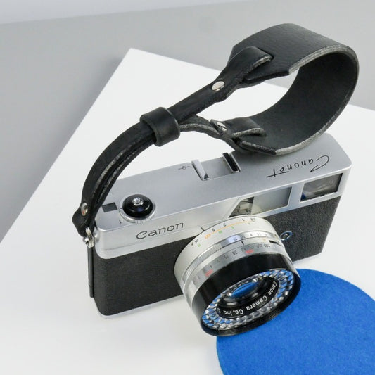Black Leather Wide Camera Wrist Strap - Scandola Rivet image 0