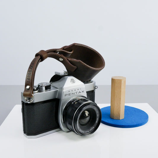 Brown Leather Wide Camera Wrist Strap - Scandola Rivet image 0