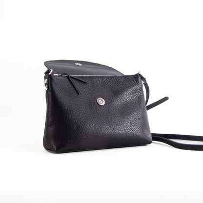 Soft Black Leather Flap Over Bag image 6