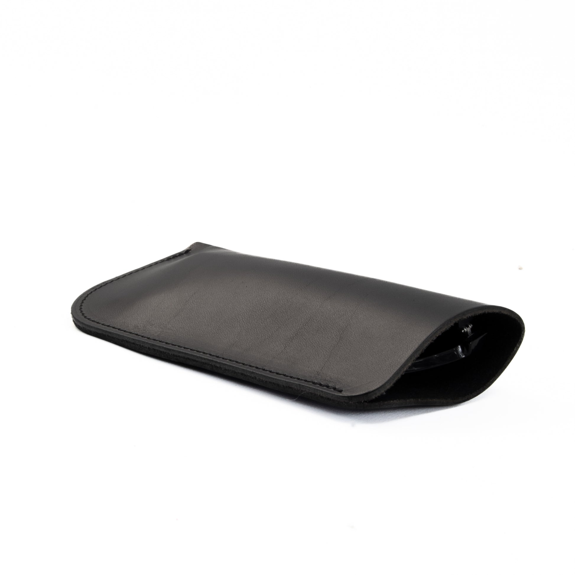 Black Leather Glasses Sleeve image 1