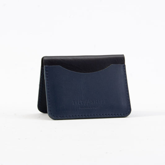 Navy + Black Leather Card Holder