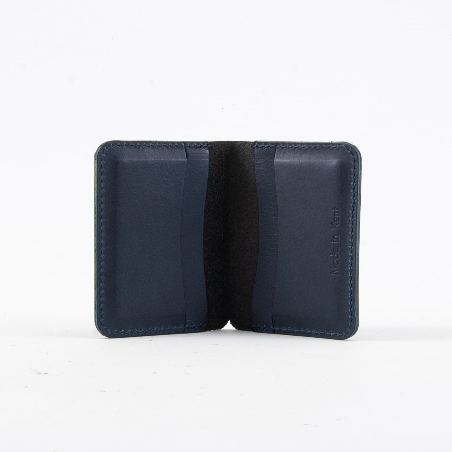 Navy + Black Leather Card Holder