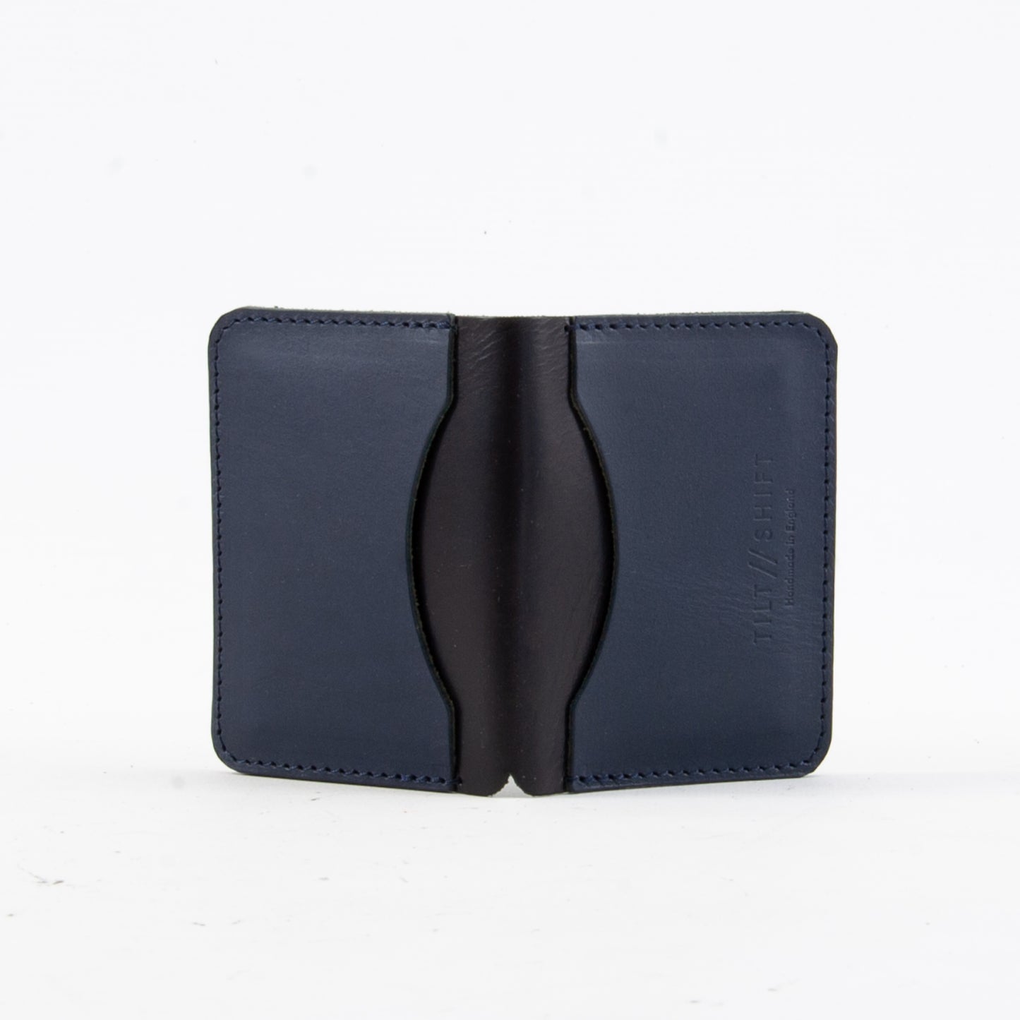 Navy + Black Leather Card Holder