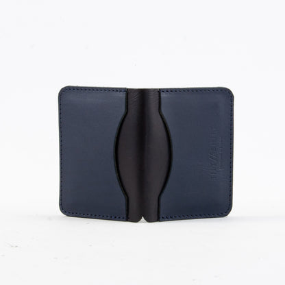 Navy + Black Leather Card Holder