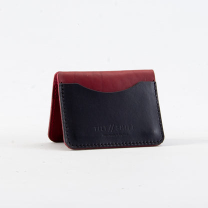 Red + Black Leather Card Holder