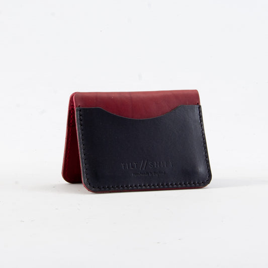 Red + Black Leather Card Holder
